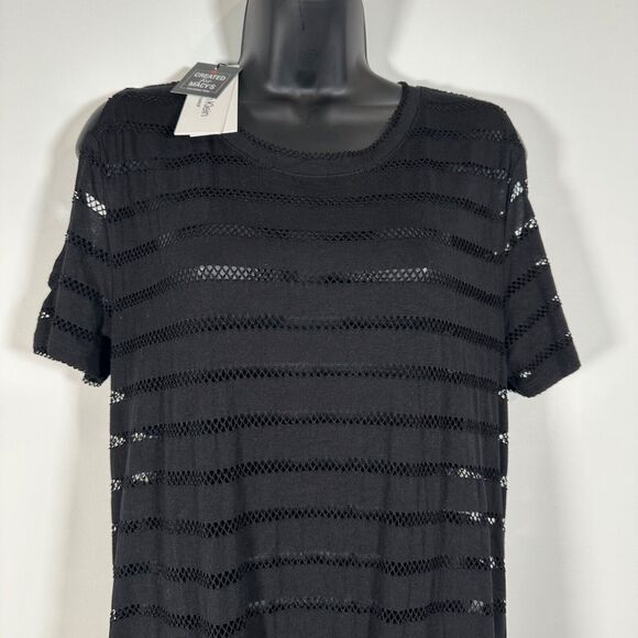 Calvin Klein Maxi Dress Swim Coverup Women's S/M Black Cutout Stripe New - Picture 2 of 7